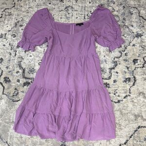 Shinestar Purple Tiered Mini Dress Puff Sleeve Babydoll Dress Women S
